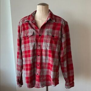 Red and Gray Plaid Eddie Bauer Button-Up Shirt